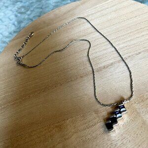 Delicate four step metal adjustable necklace jewelry blue stone chain